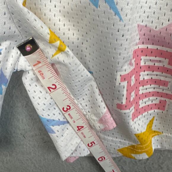 Eric Emanuel x BAPE EE Basic Shorts White Mesh Stars Lightning Bolts Size L - Picture 6 of 7